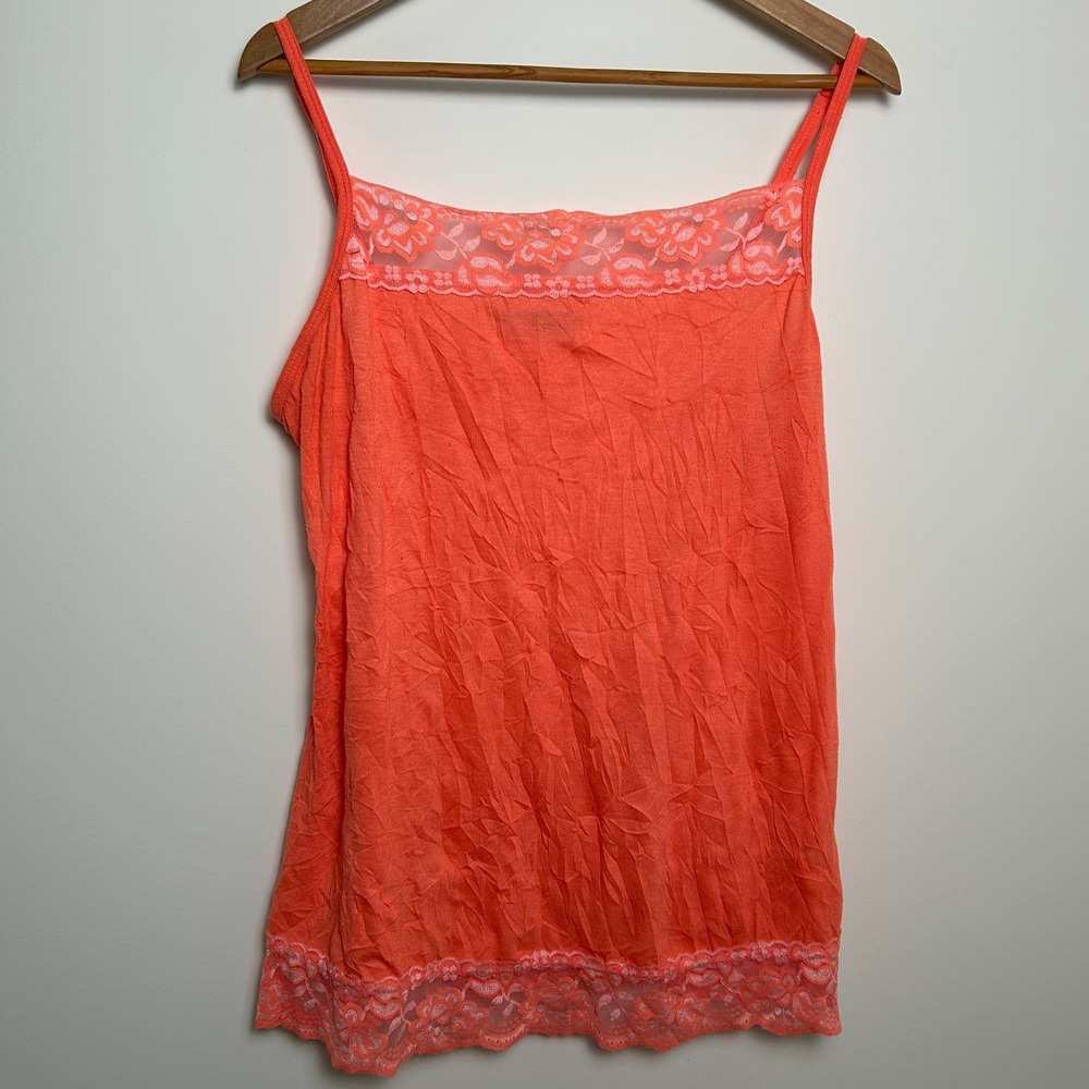 Y2K Lace Trim Tank Size 1X Plus Maurice's Bright Pink / Orange